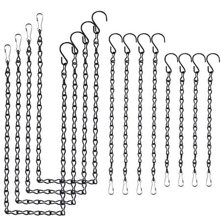 Blue Donuts Hanging Chain for Bird Feeders, Planters, Chrome, 12 Pack, Black Metal BD3920455